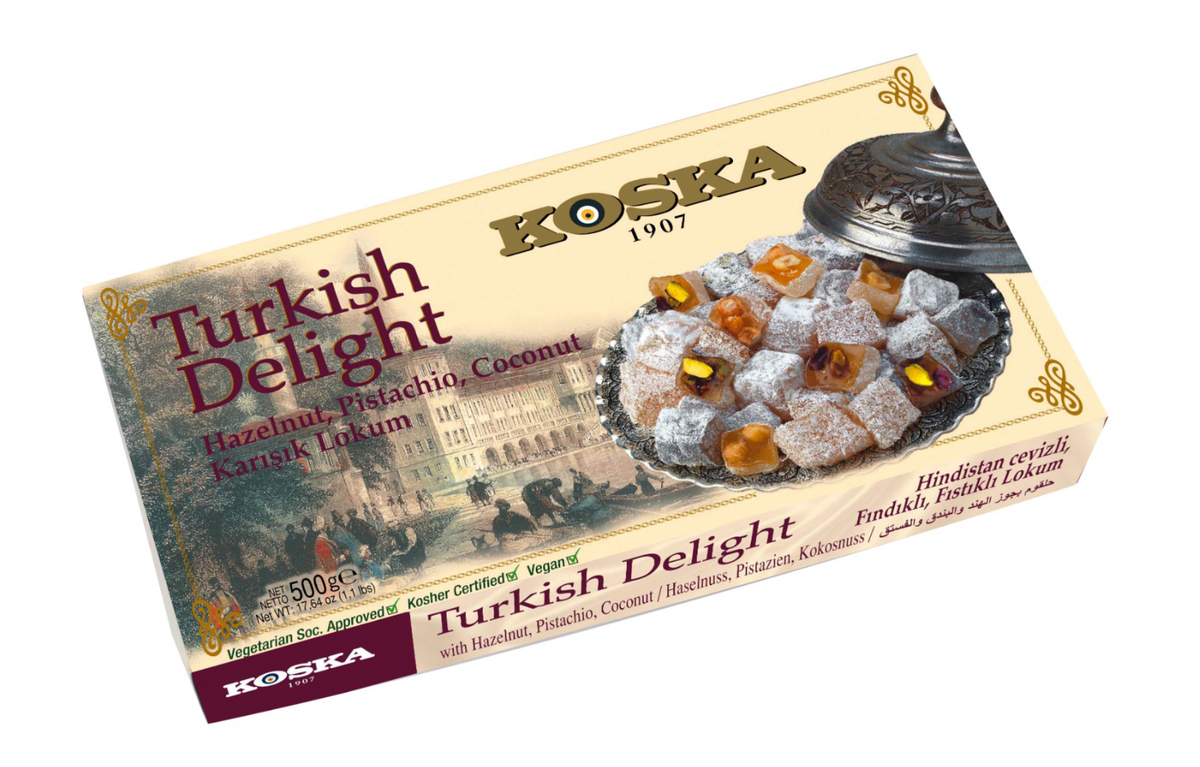 Turkish Delight Med Hasselnötter, Pistagenötter, Kokos 500g